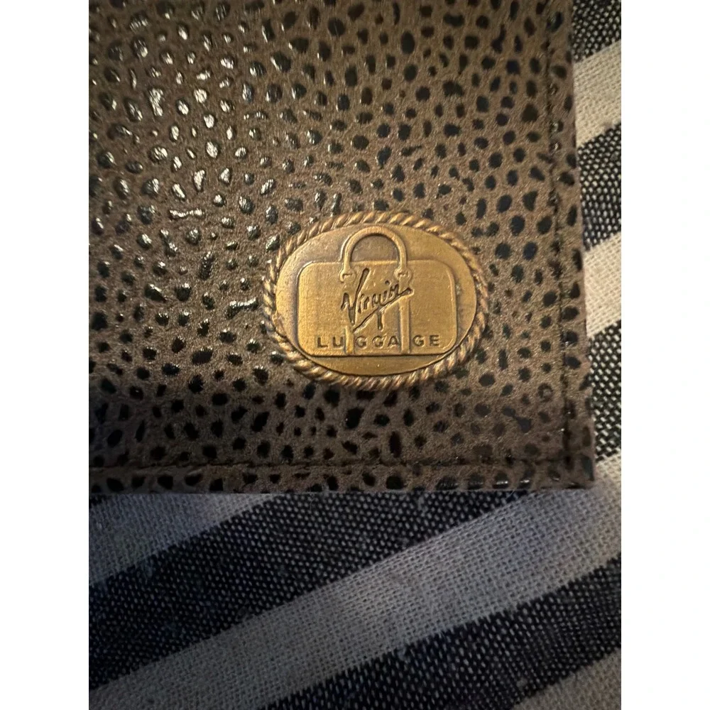 Vintage Virgin Luggage Wallet and Card Holder Set Made in England Brown Pebbled